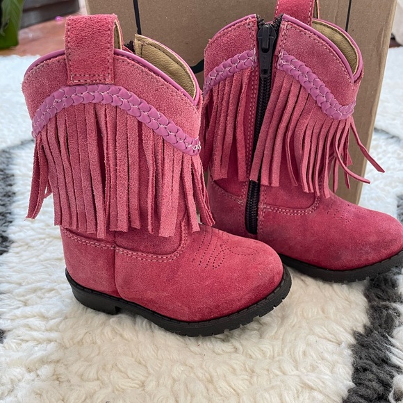 Smoky Mountain Girls Hopalong Fringe Western Round Toe Boot 5 Toddler  Pink - Picture 3 of 11